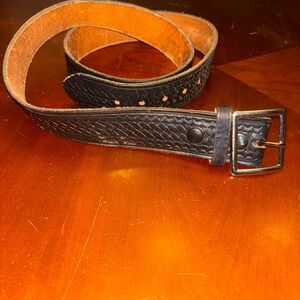 Law Pro | Men's Size 44 | Black Leather |‎ Basket Weave Belt | Crafted USA